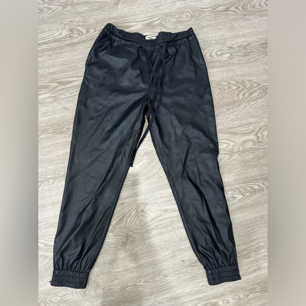 L’Agence Black Faux Leather Jogger Pants